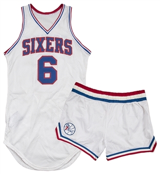 Early 1980s Julius Dr. J Erving Game Used & Signed Philadelphia 76ers Home Jersey With Shorts (MEARS A10 & Beckett)